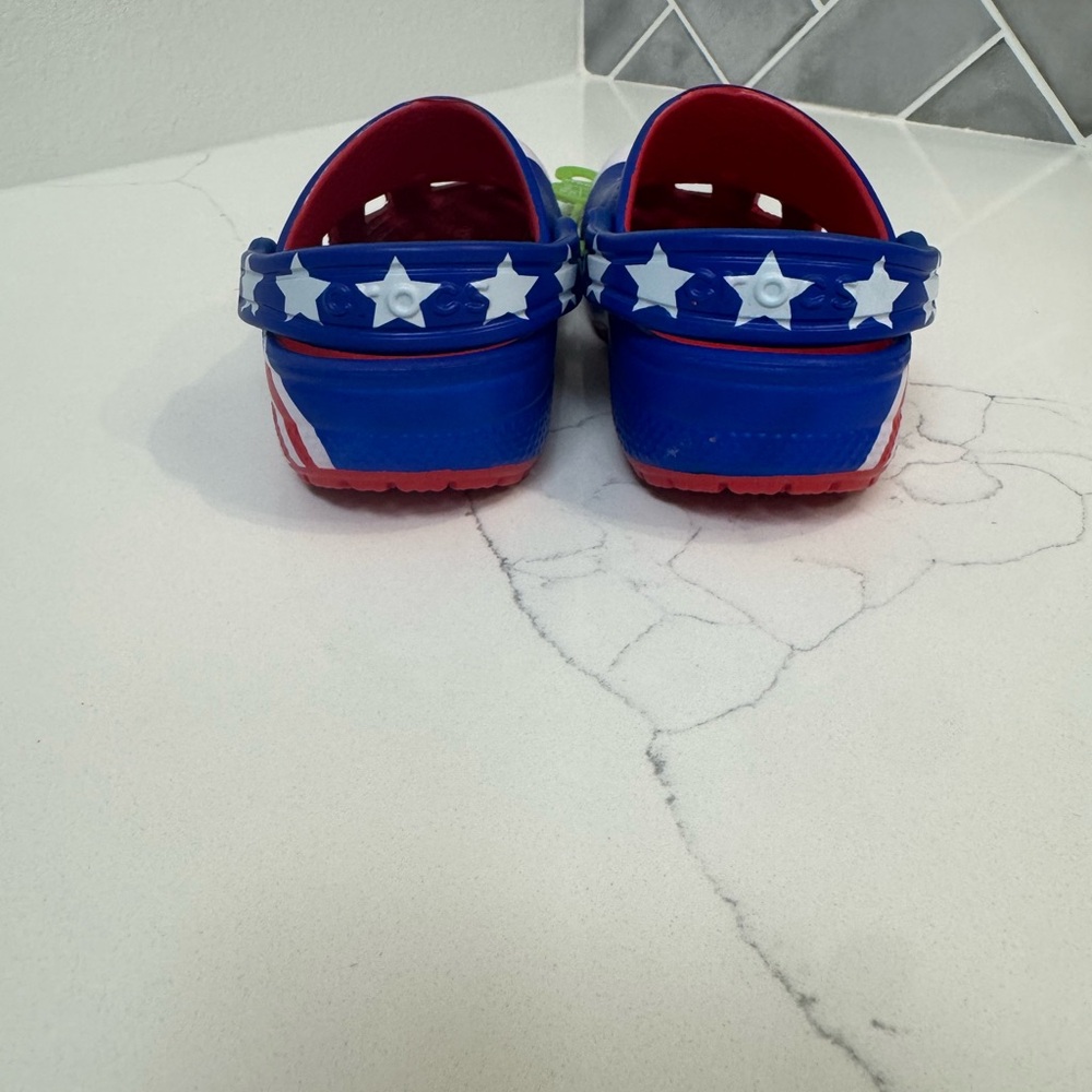 CROCS Kids' Starry Clogs - Blue, Red, and White size C11 - Picture 3 of 4